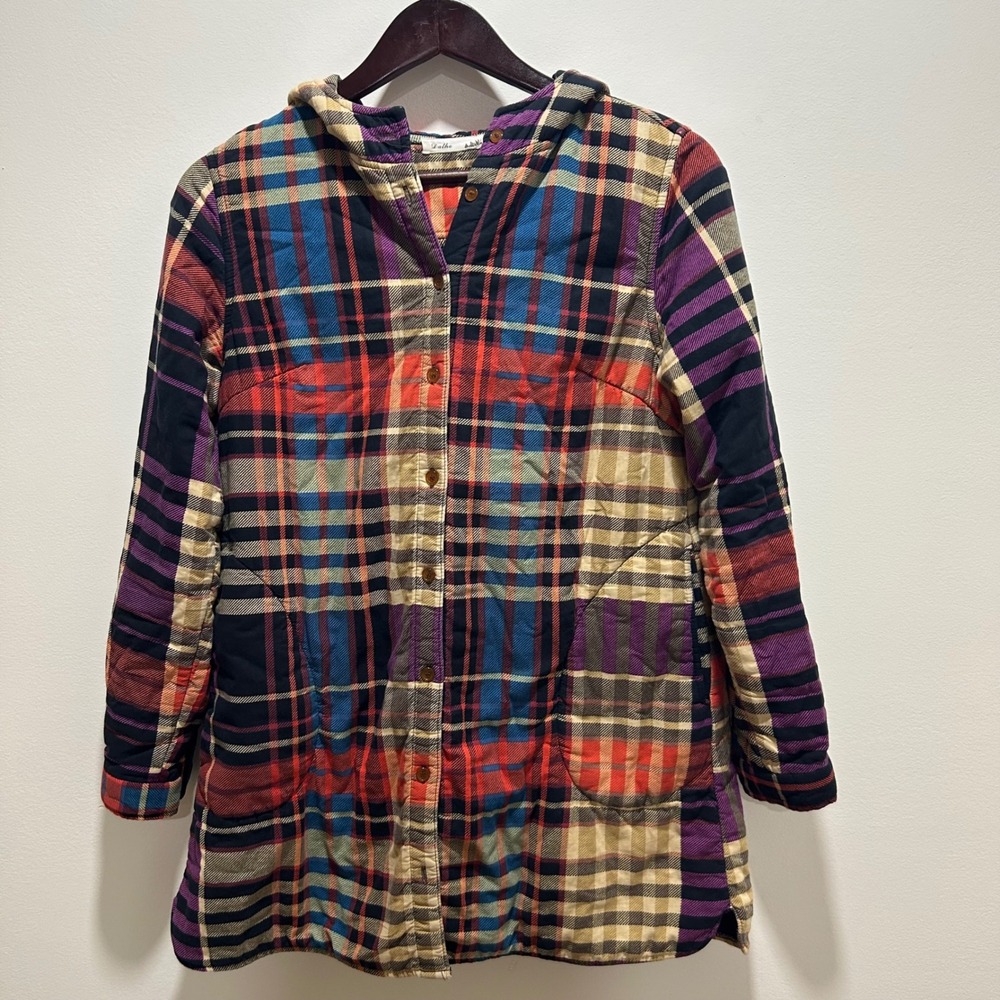 Plaid quilted womens jacket with‎ hood